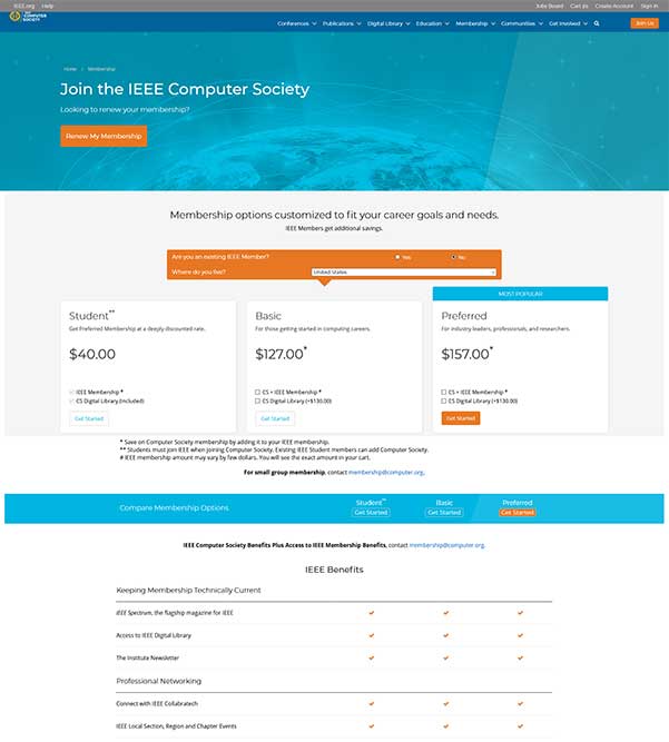 IEEE Computer Society join or renew landing page for desktop