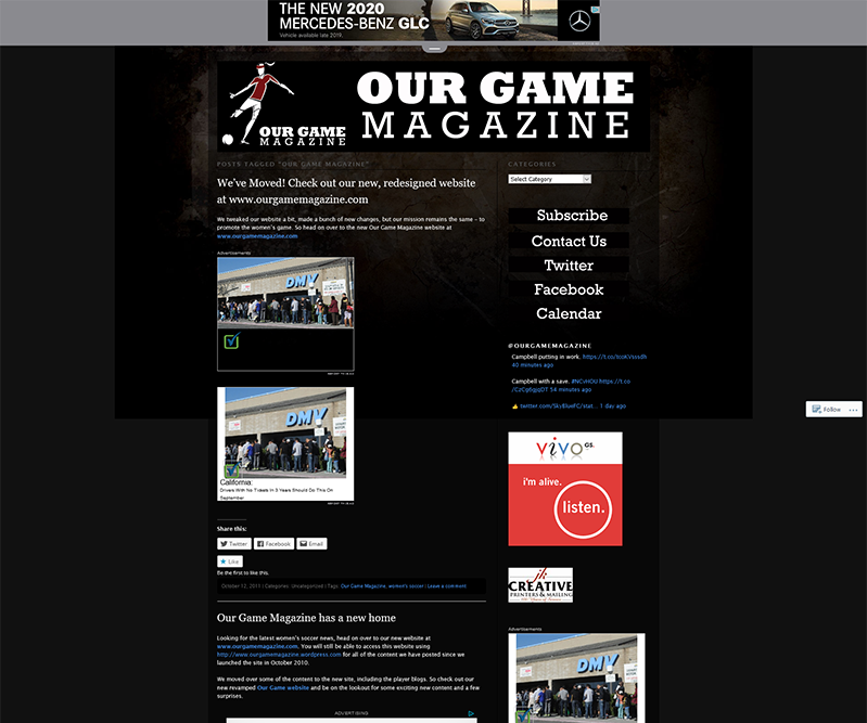 old Our Game Magazine website