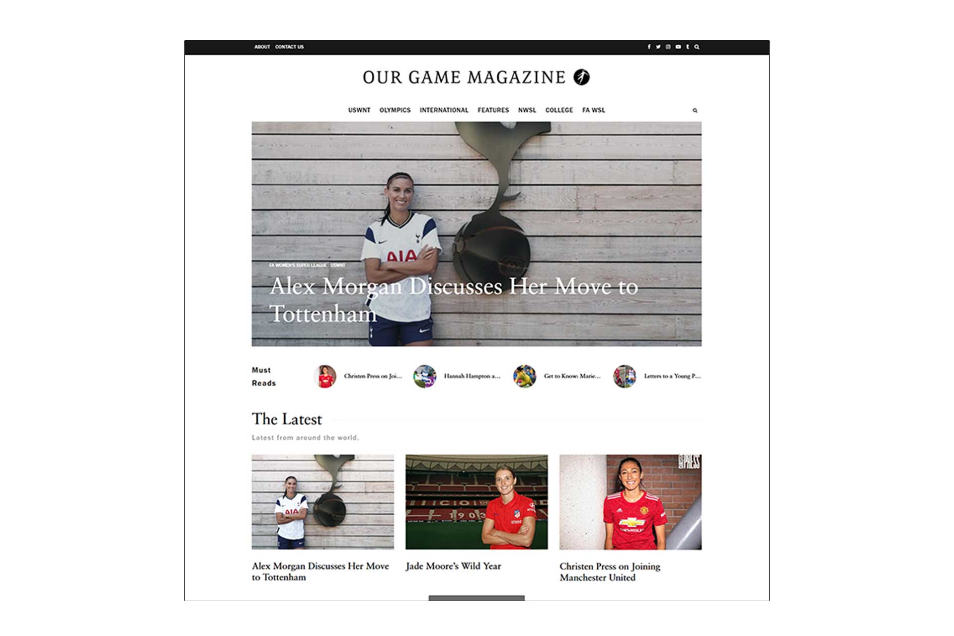 Our Game Magazine homepage